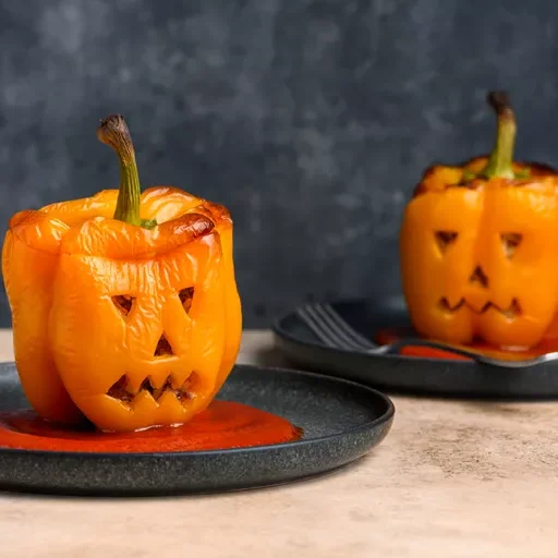 Jack-O'-Lantern Stuffed Peppers