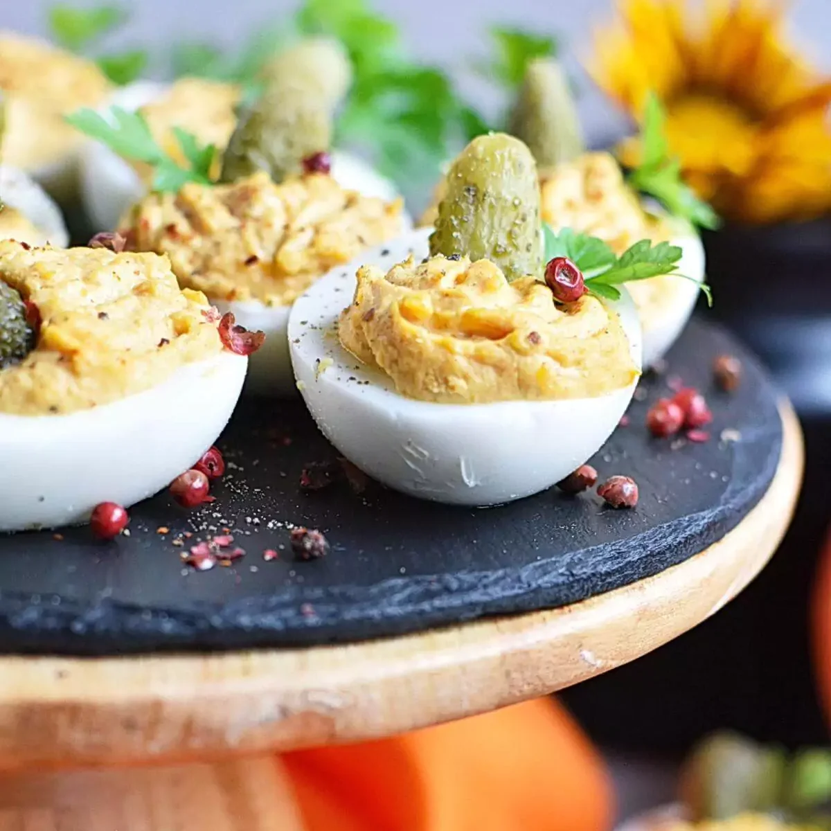 Smokey Pumpkin Deviled Eggs