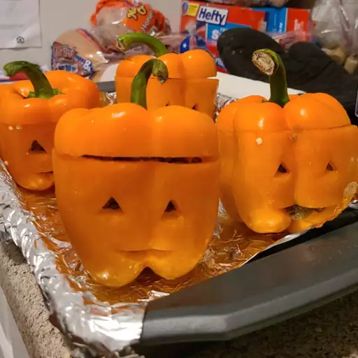 Stuffed Pepper Jack-o'-Lanterns