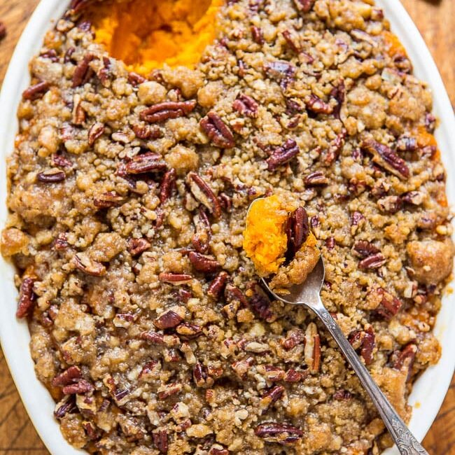 Sweet Potato Casserole with Pecan Topping